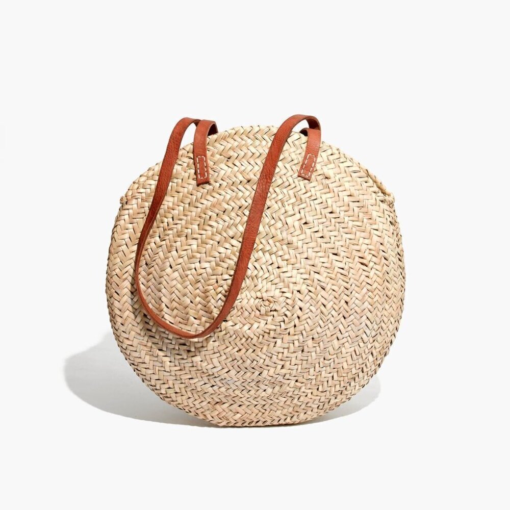 Madewell x Indigo & Lavender NWT Large Lucena Palm Leaf Shopping Bag Purse Tote